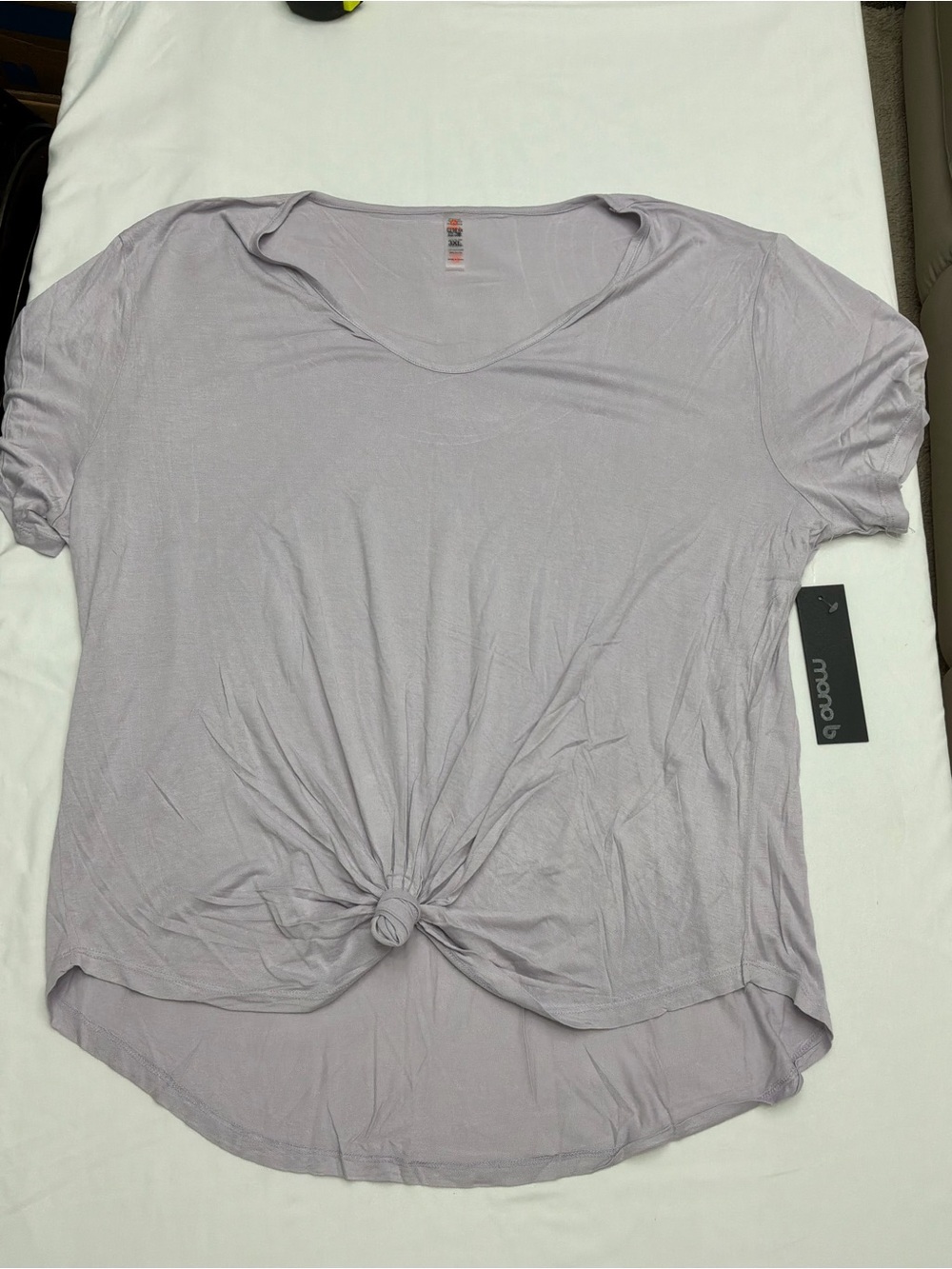 Mono B Lavender Knot-Front Short Sleeve Tee